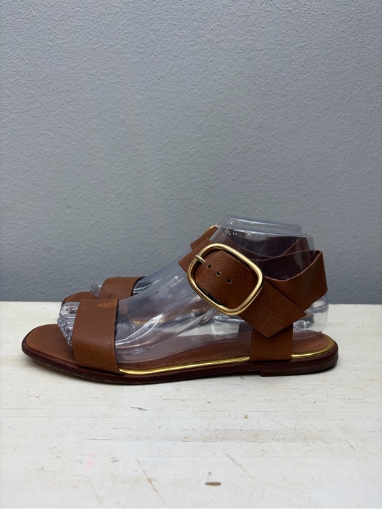 Tory Burch Shoes - Tory Burch Brown Leather Shelby Flat Sandals Size 7.5